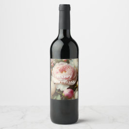 födelsedagspeonior vinetiketter vinflaska etikett