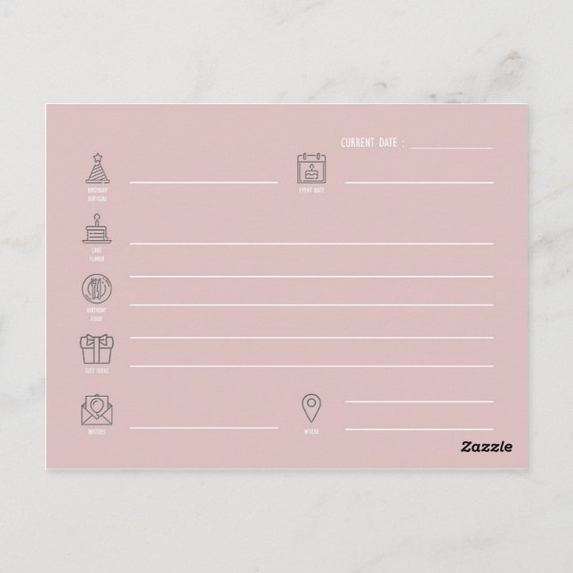 Födelsedagsplan: vykort (Baksida)