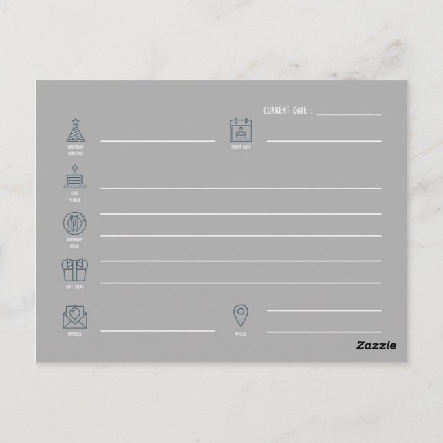 Födelsedagsplan: vykort (Baksida)