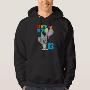 Födelsedagspojke 13:e Koala Bear 13 år Gammalt Tha Hoodie