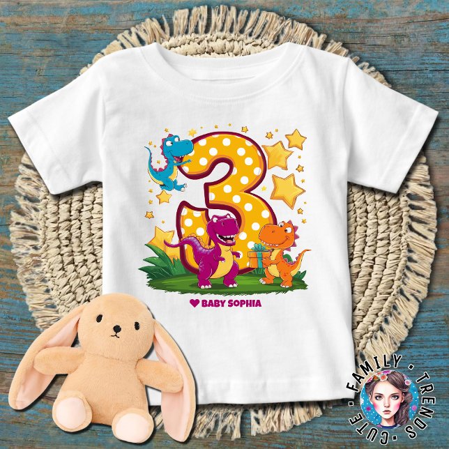 Födelsedagspojke 3 Dinosaur T Shirt (Skapare uppladdad)