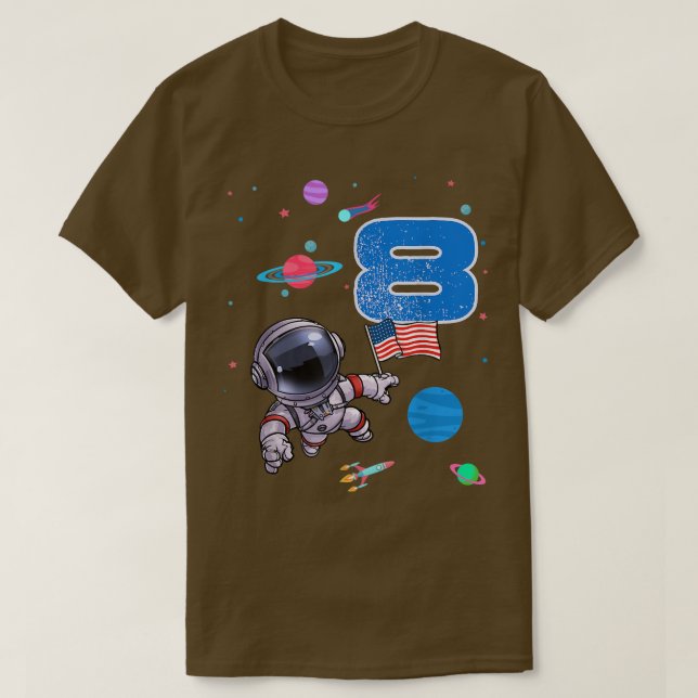 Födelsedagspojke 8 år Ålder Åldersdag Astronaut T Shirt (Design framsida)