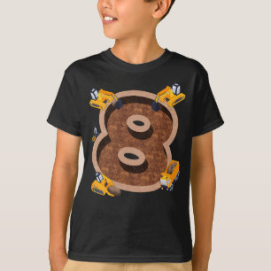 Födelsedagspojke 8 Construction Fordon Excavator 8 T Shirt