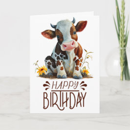 Födelsedagspojke Cute Cow Kort
