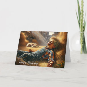 Födelsedagspojke i Barn Hayloft Kort