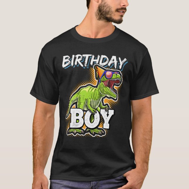 Födelsedagspojke T Rex Dinosaur Party Gift for Boy Shirt (Framsida)