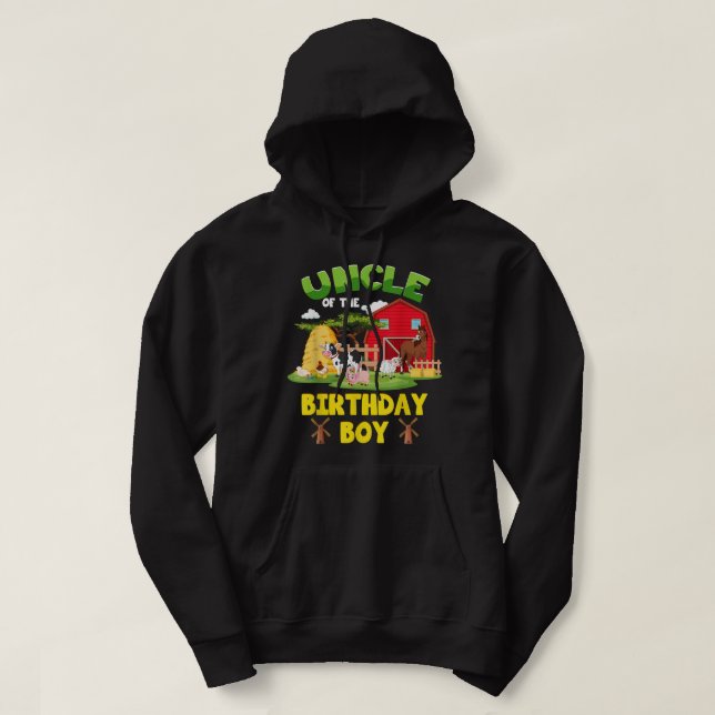Födelsedagspojken Boskap Barnyard Pa Hoodie (Design framsida)