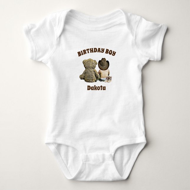 Födelsedagspojken Lil'Cowboy and Nalle T Shirt (Framsida)