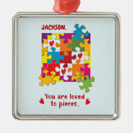 Födelsedagspojken Puzzle Kärlek till Biet Julgransprydnad Metall