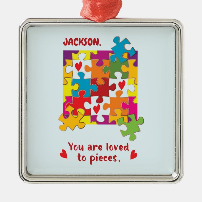 Födelsedagspojken Puzzle Kärlek till Biet Julgransprydnad Metall (Framsidan)
