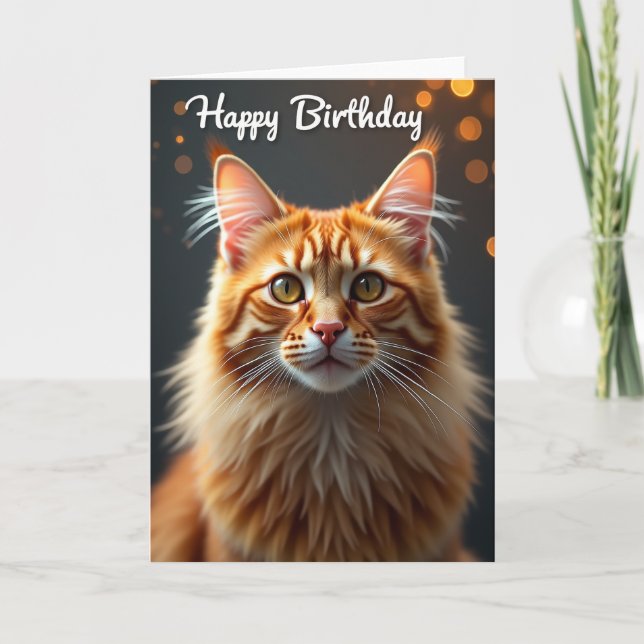 Födelsedagsporträttkort för gingerkatt kort (Framsida)