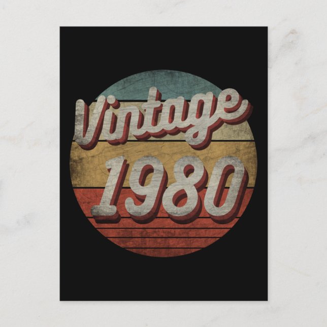 Födelsedagspresent 1980 Män Kvinnor Vintage Vykort (Framsida)