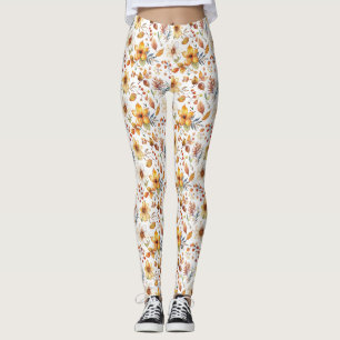 Födelsedagspresent   Akvarell Höstblommor Leggings