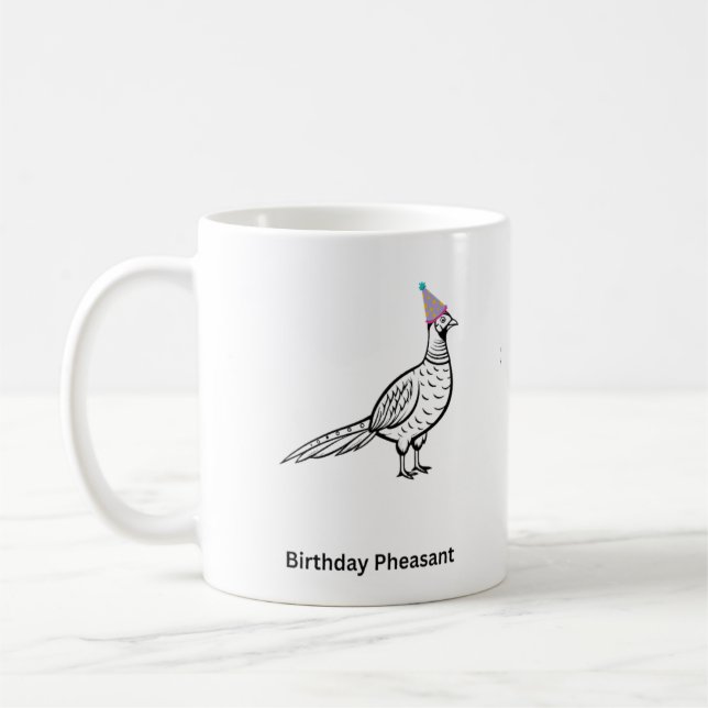 Födelsedagspresent, födelsedagsfasan, fågel  kaffemugg (Vänster)