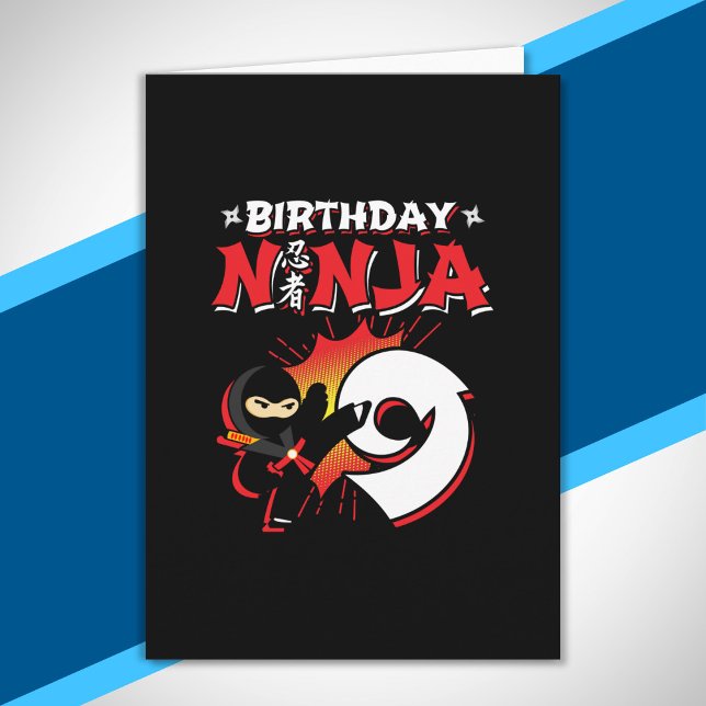 Födelsedagspresent för barn Ninja - 9 år Kort (Skapare uppladdad)