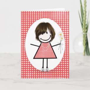 Födelsedagspresent för vän Stickfigur Flicka på Gi Kort