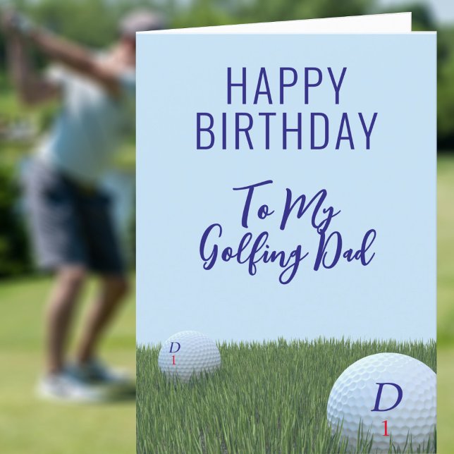 Födelsedagspresent med golf-tema för golfare kort ('Fore' all golfing Dads that have a birthday - just add your message ⛳)