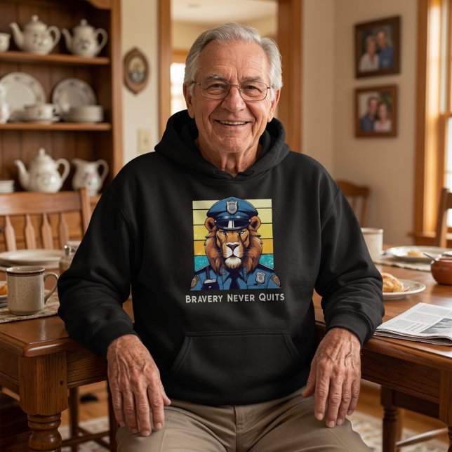 Födelsedagspresent med lejon till pappa eller farf hoodie (Birthday Lion Gift for Police Officers Dad Grandpa Hoodie)