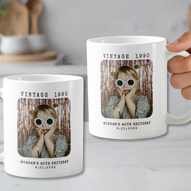 Födelsedagspresent med vintagefoto kaffemugg (Vintage Photo Birthday Coffee Mug)