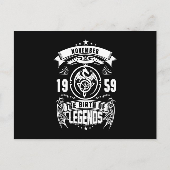 Födelsedagspresent | November 1959 Legenders Födel Vykort (Framsida)