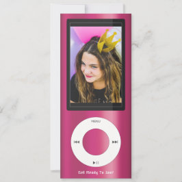 Födelsedagspresent Pink MP3 Musikspelare Inbjudningar