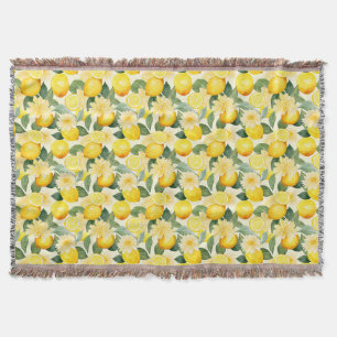 Födelsedagspresent Sömlös citron och blomma Filt