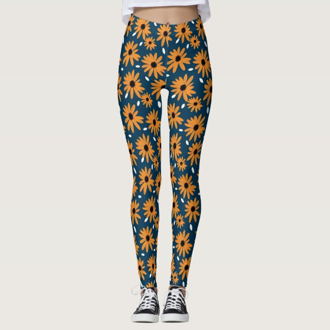Födelsedagspresent | Sömlös orange tusenskönsmönst Leggings (Framsida)