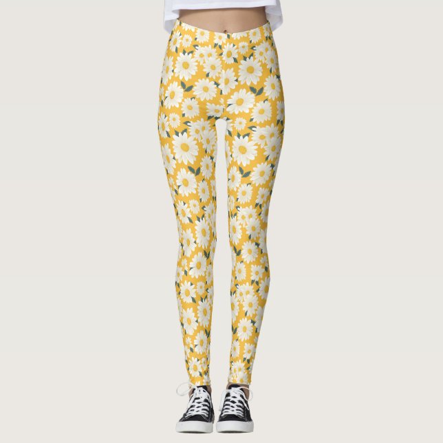 Födelsedagspresent | Sömlös vit tusenskönna Leggings (Framsida)
