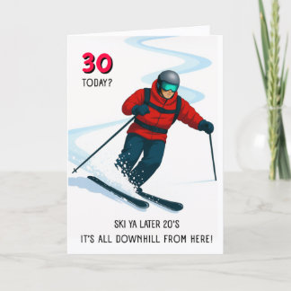 Födelsedagspresent tema skidåkning 30 år kort