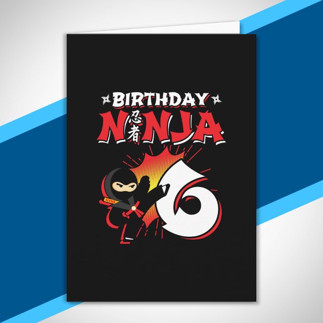 Födelsedagspresent till barn Ninja - 6 år Kort (Skapare uppladdad)