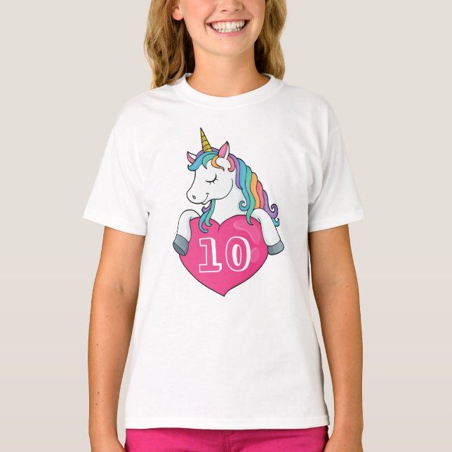 Födelsedagspresent till flickor, söt enhörning för t shirt (Framsida)