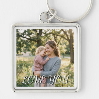 födelsedagspresent till mamma Foto Mall Kärlek Tex Fyrkantig Silverfärgad Nyckelring