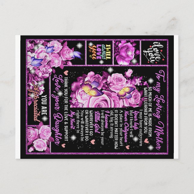 Födelsedagspresent Till Min Mamma, Kärlek Mamma Pr Vykort (Framsida)