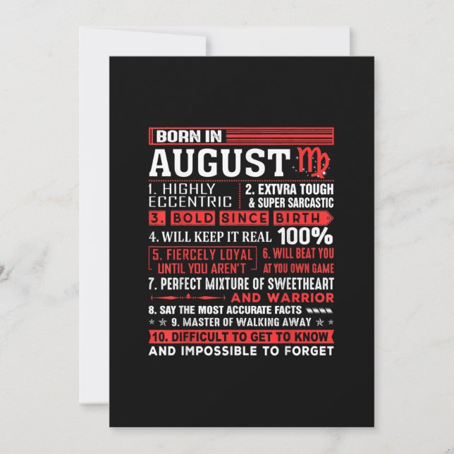 Födelsedagspresenter i augusti - Född i augusti Ju Inbjudningar (Framsida)