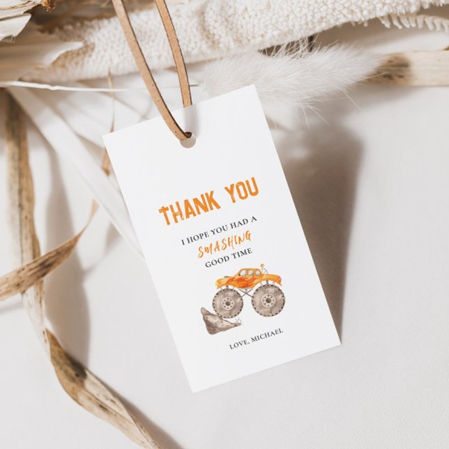 Födelsedagspresentetikett för monstertruckar i ora presentetikett (Skapare uppladdad)