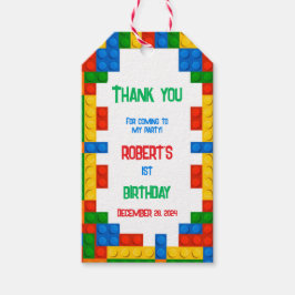 Födelsedagspresentetiketter för barn byggklossar presentetikett