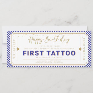 Födelsedagspresentgift Första tatueringen Navy Blu Inbjudningar