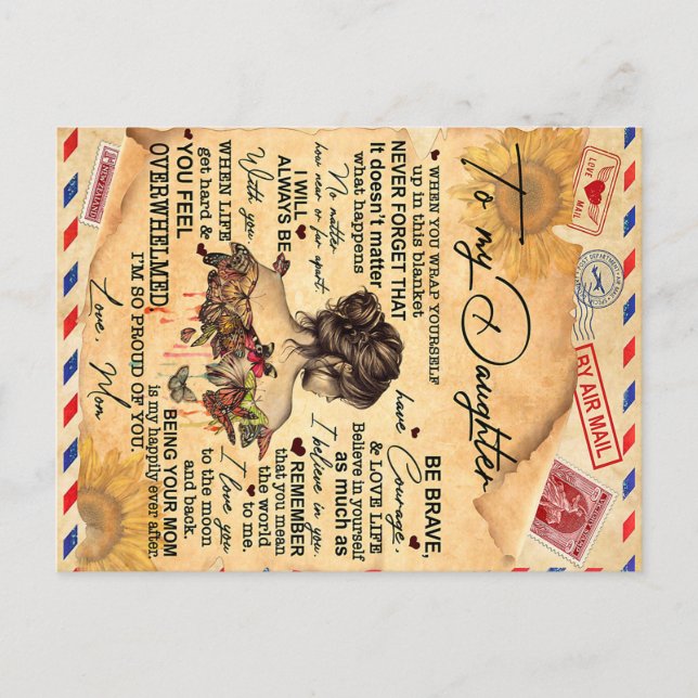 Födelsedagspresentidé för min dotter med fjärilar vykort (Framsida)