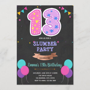 Födelsedagspresentkort för 13-åring med dubbla sif inbjudningar
