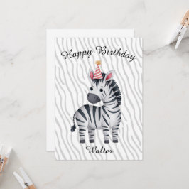 Födelsedagspresentkort för barn med liten zebra kort