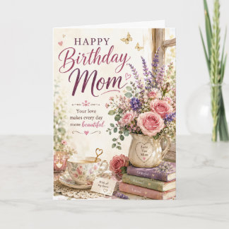 Födelsedagspresentkort för mamma med vildblommor b kort