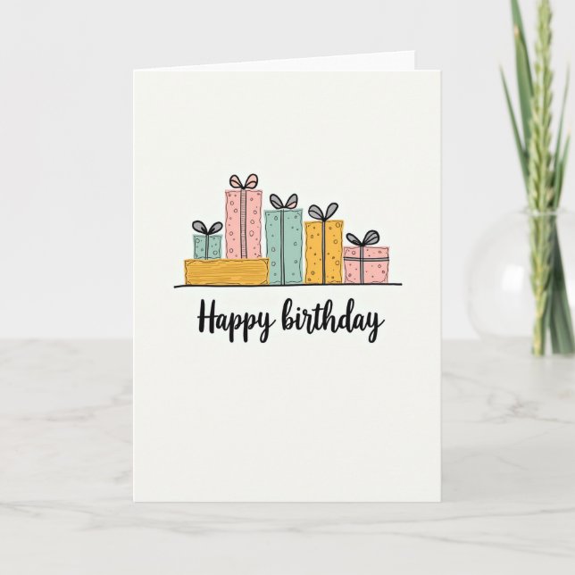 Födelsedagspresentkort i pastell kort (Framsida)