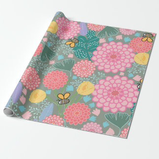 Födelsedagspresentpapper med full blomning presentpapper
