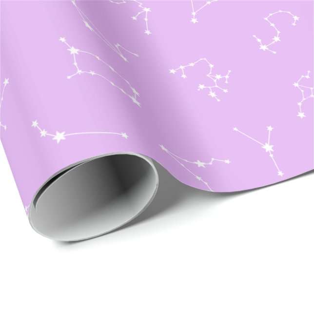 Födelsedagspresentpapper med lila stjärnkonstellat presentpapper (Rullad Hörn)