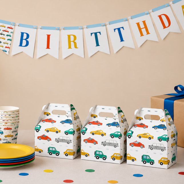 Födelsedagspresentpapper med transporttema Stort Presentaskar (Transportation Birthday Favor Boxes)
