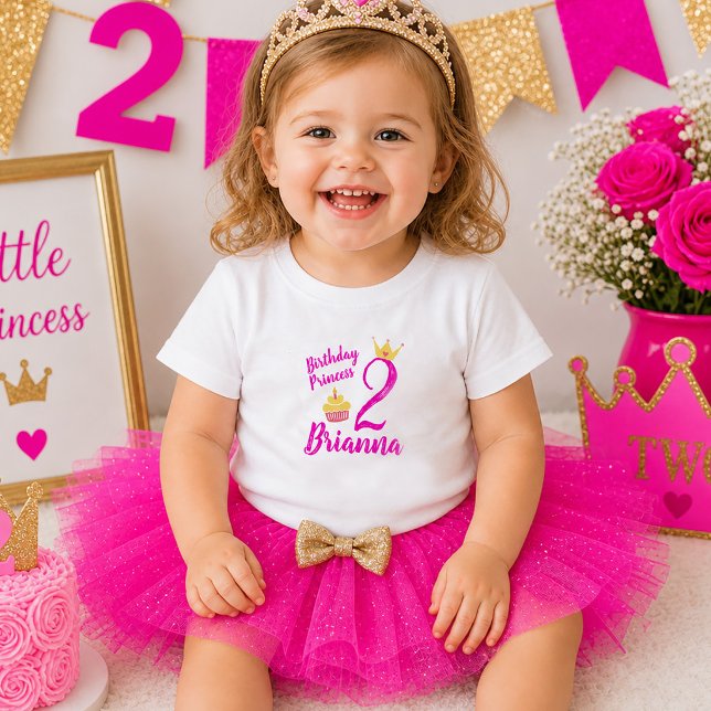 Födelsedagsprinsessa Andra födelsedags tjej skjort T Shirt (Birthday Princess Second Birthday Girl Shirt)