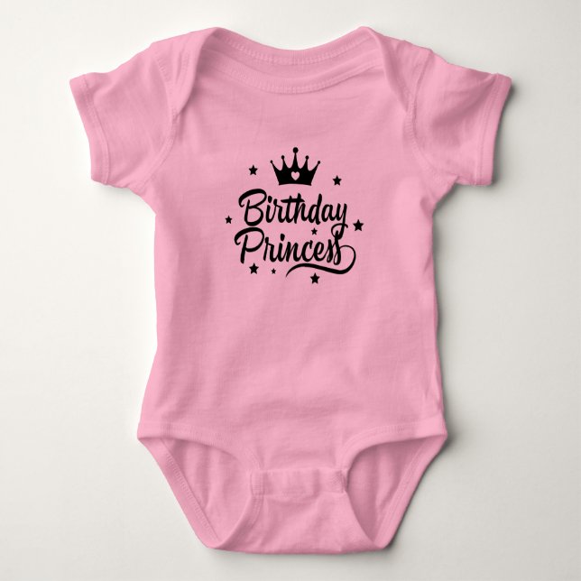 Födelsedagsprinsessa Baby Bodysuit T Shirt (Framsida)