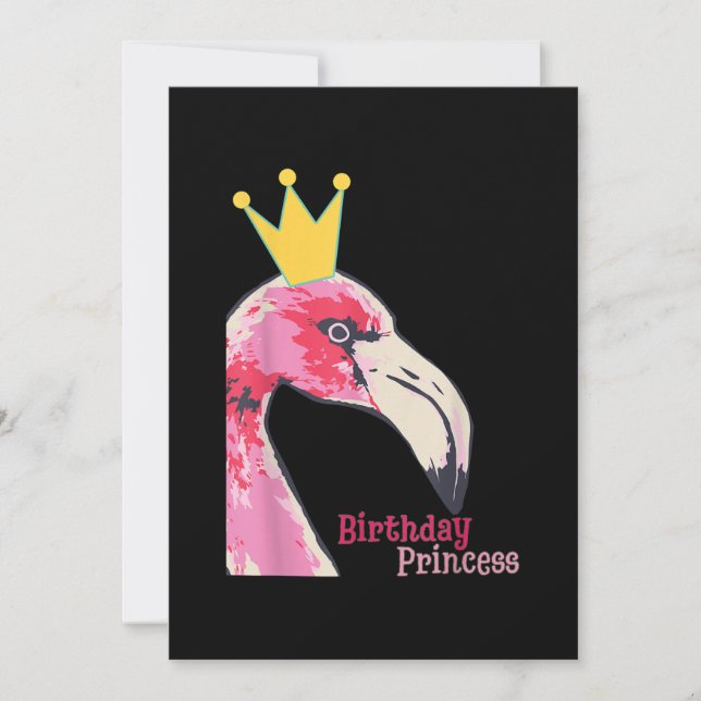 Födelsedagsprinsessa Flicka Flamingo | Söt Flaming Inbjudningar (Framsida)