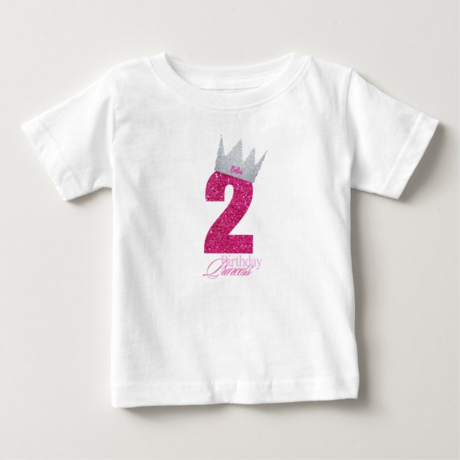 Födelsedagsprinsessa krona personlig t-shirt rosa  (Framsida)
