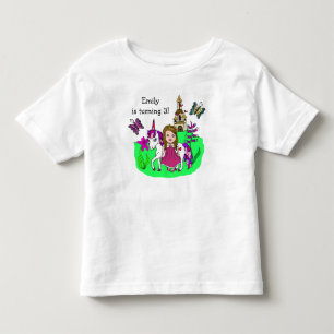 Födelsedagsprinsessa och enhörning Ålder och Namn T Shirt